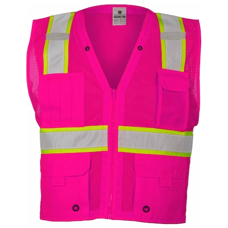 Kishigo L-XL Pink Enhanced Visibility Multi Pocket Vest B107-L-XL